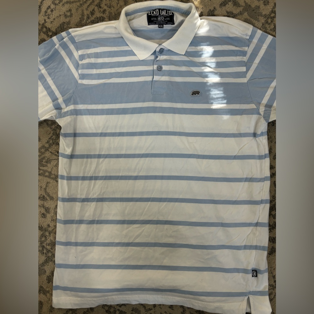 Ecko Unlimited Classic Blue and White Polo Shirt